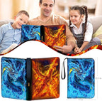 1008 Card Binder 9 Pocket, 3-Ring Trading Card Binder with 56 Page Removable Sleeves, High Storage Waterproof Trading Card Holder Collection Card Album Carrying Organizer Case for MTG TCG Cards -Fire