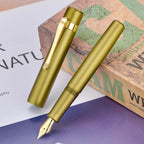 HONG DIAN M2 Black Forest Mini Fountain Pen, Medium Nib & Sleek Shape Aluminium Short Pocket Travel Pen (Olive Green)