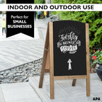 Ilyapa A-Frame Chalkboard Sidewalk Sign - Rounded Top Folding Standing Sandwich Sign for Restaurant, Office, Weddings - Rustic Barnwood, 18 x 31.5 in