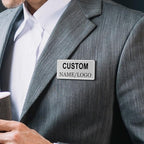 Custom Name Tags ID Badges with Logo Name Personalized Name Badges Name Tag ID Badges with Pin Backing Customizable Name Tags for Business Offices Stores Restaurant, 1.5x2.8 in, 200PCS