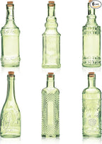 Assorted Green Glass Bottles with Corks, 6 Pack, 2.5in X 9in, 16oz