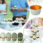 Geiserailie 100 Pcs Sage Green Cupcake Liners Gradient Green Cupcake Foil Wrappers Snack Bowls for Parties Wedding Bridal Shower Birthday Supplies