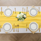 6Pack 9ft Chiffon Table Runner 14x108 Inch Sheer Romantic Table Runner for Wedding Birthday Party Bridal Shower Outdoor Decoration -Yellow