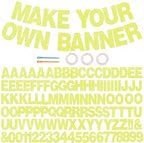 BEISHIDA 116 PCS Glitter Color Yellow DIY Letter Banner Kit Make Your Own Banner，Including 111 Letters and Numbers 3 Rope and 8 Threading Device,Customized for Birthday Graduation Wedding Party Decor