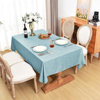 Fitable Faux Linen Tablecloths Rectangle 60 x 102 Inch - 2 Pack Waterproof Table Clothes for 6 Foot Tables, Turquoise Flax Look Table Covers for Farmhouse, Dining, Party, Banquet, Buffet