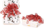6" Metallic Red Christmas Curly Ribbon Bows for Gift Wrapping Self Adhesive Gift Bows for Holiday Decor, Baskets, Birthday, Wedding, Presents, Party Favors Decorations 6-Count