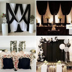6 Panels Wedding Arch Draping Fabric 28 x 20Ft Chiffon Weddings Arch Drapes Chiffon Fabric Drape Sheer Backdrop Curtain for Wedding Party Ceremony Birthday Reception Swag Backdrop Ceiling Décor(Black)