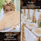 50 PCS Custom Fans Personalized Folding Fans for Line Dancing Wooden Hand Fan Wedding Favors Bulk Fans for Guests Party Event Use (Style05)