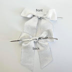 36pcs 4-1/2" Metallic Silver Glitter Ribbon Bows with Twist Ties for Gift Wrapping Packing Christmas Big Bows for Thanks Giving Giant Twist Tie Bows for Holiday Decoration (Silver)
