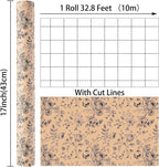 Ulmasinn Kraft Floral Wrapping Paper Roll - 17 Inches x 33 Feet - Vintage Black Floral Design with Cut Lines for Upscale Gifts, Birthday, Bridal Shower, Wedding, Mother’s Day, Valentine's Day