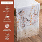 Maison d' Hermine Table runner 100% Cotton Single Layer Table Runners 72 inches long Decorative for Home Kitchen Dining Party Wedding Bridal Shower Spring Summer (Meadow Florals - Beige, 14.50" x 72")