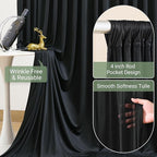 Black Tulle Backdrop Curtain for Parties Wedding,10ft x 10ft Wrinkle Free Curtain Backdrop,2 Layer Drapes for Backdrop,Polyester Wedding Back Drop for Bridal Shower Birthday Baby Shower Photography