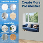 Unbreakable Acylic Small Mirror Tiles for Kids, (4-Pcs 13.5x13.5 Inch) Plastic Mirrors for Wall, Stick on Mirrors for Wall Decor, Shatterproof Mirror for Kids Bedroom