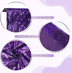SquarePie Sequin Backdrop Less Transparent Background Sparkly Curtain for Wedding Halloween Party 8FT x 8FT Purple