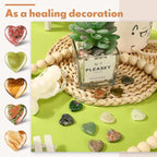 Nuenen 40 Pcs 0.8 Inch Worry Stone Bulk Crystals Heart Shaped Rock Tiny Trinkets Stone Inspirational Healing Crystal Gemstone Love Carved Rock Mom Women