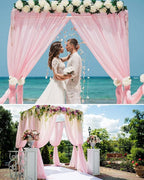 4 Panels Wedding Arch Draping Fabric 28" x 20Ft Wedding Arch Drapes Chiffon Fabric Drape Sheer Backdrop Curtain for Nuptials Birthday Party Swag Ceremony Arbor Drapery Reception Ceiling Decor(Pink)