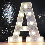 Pooqla Light Up Letters, LED Marquee Letters for Silver Birthday Decorations, Battery Powered Night Light Teenager Girl Room Decor, Gift for Girls Boys Wedding Bedroom Christmas Party Decor, Letter A