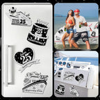 4 PCS Large 25th Anniversary Cruise Door Magnets Decorations Happy 25th Anniversary Cruise Ship Door Decor Magnetic Wedding Magnets Garage Refrigerator Car Magnets for Cabin Stateroom (Black Silver)