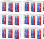 6 Pack 29x108 Inch Red Blue White Metallic Foil Fringe Tinsel Table Skirts for Rectangle Tables Streamer Curtains Backdrop for Wedding, Birthday, Parade Floats, Independence Day Party Decoration