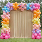 20×12 ft Wrinkle Free Beige Backdrop Curtain for Weddings Parties, 4 Panels 12ft Silky Polyester Wedding Drapes Backdrop Photo Back Drop Cloth for Birthday Baby Shower Photography Backgrounds