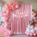 SquarePie Sequin Backdrop Curtain Not See Through Thick Glitter Background for Party 10FT x 10FT Fuchsia Pink