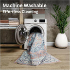Bloom Rugs Washable Non-Slip 7 ft Runner - Coral/Blue Traditional Medallion Runner for Entryway, Hallway, Bathroom, and Kitchen - Exact Size: 2.5' x 7'
