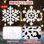 18 Pcs Large Christmas Snowflake Decorations, 8 Inch White Snowflake Hanging Ornaments Plastic Christmas Yard Decorations for Winter Indoor Outdoor Xmas Tree Holiday Yard Lawn Decor
