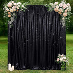 SquarePie Sequin Backdrop Curtain Less Transparent Sparkly Photo Booth Photography Background for Wedding Halloween Patry 10FT x 10FT Black