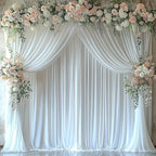 10ftx12ft Wrinkle Free White Backdrop Curtain, 2 Panels 12FT Height White Wedding Backdrop Drapes, Silky Polyester Back Drop Cloth for Birthday Photography Background Party Backdrop Draping