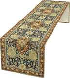 Vintage Boho Floral Table Runner, Elegant Luxurious Rustic Country Farmhouse Navy Blue Gold Retro Flower Pattern for Home Kitchen Table Decor Dining Coffee Room Party Decor 13x108in