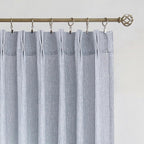 Vision Home Pinch Pleated Blue Semi Sheer Curtains Textured Light Filtering Window Curtains 63 inch for Living Room Bedroom Rayon Blended Chambray Blue Pinch Pleat Drapes with Hooks 2 Panels 40"Wx63"L