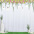 20 ft x 8 ft White Backdrop Curtain Drapes for Wedding Parties, 4 Panels 5 ft x 8 ft Wrinkle Free Polyester Photo Drapes for Birthday Party Baby Shower Backdrop Stand