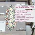 Luxury Beaded Table Runner - 13x36 Inches Handcrafted Spring Floral Design with Glass Beads & Polyester Back - Elegant Table Decor for Dining, Coffee Table & Events (Multi) - CLEENTABLE