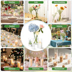 12pcs Clear Glass Cylinder Vases, 4, 6, 7.5, 10 Inch Tall Cylinder Vases for Centerpieces,Glass Flower Vase Hurricane Floating Candle Holder Vase for Table Shelf, Wedding, Party,Home & Office Decor
