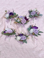 CherishedMoments Set of 6 Assorted Flower Centerpieces Mini Floral Wedding Flowers Set for Wedding Table Centerpieces Decoration, Purple Bouquets and Home Decor