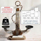 Wooden Anchor Candle Holder Coastal Decor Lake House Decor, Vintage Home Decor Candle Stand Table Centerpiece Candle Holder for 2 Candles, Nautical Decor Beach Decor Large Candles Stand