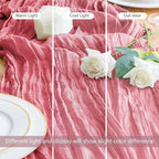 Asee'm Cheesecloth Table Runner 120 Inches Dusty Rose Boho Gauze Cheese Cloth Runner 10FT Rustic Sheer Fall Table Runners for Thanksgiving Wedding Baby Shower Holiday Party Decoration