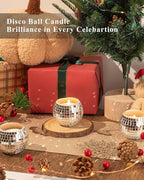 12 Pcs Disco Ball Candle Holder Glass Mirror Candle Holder Disco Ball Decor for Wedding, Party, and Christmas