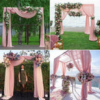 6 Panels Dusty Rose Wedding Arch Drapery 28" x 20Ft Outdoor Curtain Drapes Fabric Chiffon Fabric Drape Backdrop Curtain for Wedding Party Swag Ceremony Birthday Arbor Drapery Reception Ceiling Décor