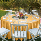 Ruisita 120 Inches Round Satin Tablecloths Gold Overlay Round Satin Table Cover Bright Silk Tablecloth Smooth Fabric Tablecloth for Wedding Banquet Table Decoration