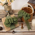 Ribbli Dark Moss Burlap Wired Ribbon,1-1/2 Inch x 10 Yard, Wired Edge Ribbon for Big Bow,Wreath,Tree Decoration,Outdoor Decoration