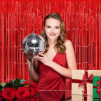 6 Pack Red Foil Fringe Curtains Backdrop, 3.28 x 8.2 Ft Metallic Streamers Tinsel Curtains Background for Photo Booth, Birthday, Weddings, Carnivals, Graduation, Themed Party Decorations