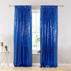ShinyBeauty Sequin Curtains 4 Panels Royal Blue Sequin Backdrop Shimmer Backgrounds Party Fabric Backdrop (2Ftx8Ft,Royal Blue)