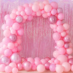 2 Pack Laser Pink Tinsel Foil Fringe Curtains, Mothers Day Pink Decorations, Metallic Tinsel Party Streamers Backdrop for Birthday Bachelorette Graduation Wedding Party Decorations