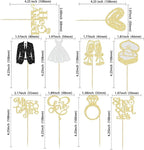 Gyufise 30Pcs She Said Yes Cupcake Toppers Glitter Diamond Ring I Do Love Cupcake Picks Miss to Mrs He Asked Bridal Shower Wedding Engagement Bachelorette Cake Decoration Gold