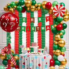 12Pcs Red White and Green Party Decorations, Hanging Paper Streamers Garland for Birthday Wedding Baby Shower Mexican Italian Themed Christmas Party Decorations