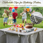 24 Pcs Clear Table Cloth Holder Clips for Thick Tables, Plastic Tablecloth Clips for Outdoor Tables, Picnic Table Cover Clips Clamps for Wind, Table Cloth Clips for Party Camping Christmas Birthday S
