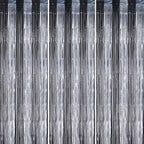 3 Pack Foil Fringe Backdrop - Black&Silver Shiny Tinsel Curtains for Party Decoration/Photo Booth Props - 3.3x8.2 FT Metallic Foil Backdrop for Birthday, Wedding, Graduation, Christmas.