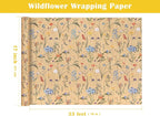 WRAPAHOLIC Kraft Floral Wrapping Paper Roll - Mini Roll - 17 Inch x 33 Feet - Wildflower Wrapping Paper Perfect for Girls Women Birthday, Wedding, Bridal Shower