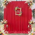 60×12ft Wrinkle Free Red Backdrop Curtain for Wedding Parties,12 Panels 5×12ft Long Soft Silky Polyester Backdrop Drapes Red Photo Back Drop Curtains for Photography Stage Christmas Background Cloth